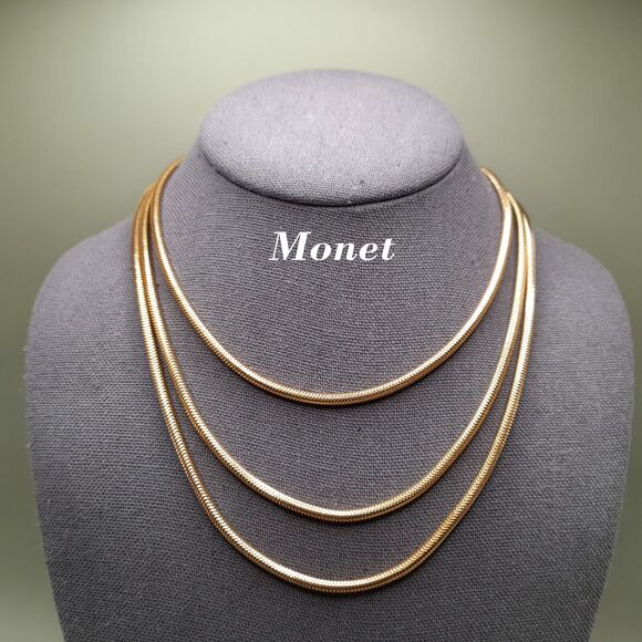 Vintage Monet Gold Plated Necklace 52 Inch Sister Clasp - Picture 1 of 12
